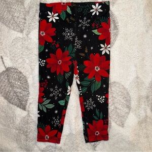 Little Sleepies Bamboo Floral Kids Leggings - Black and Red